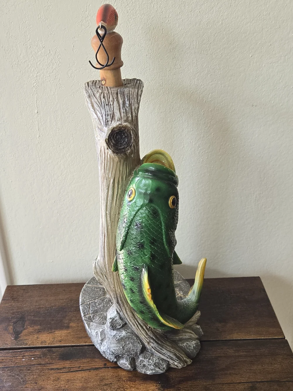 Decorative Green Fish Paper Towel Holder - Rustic Kitchen Stand